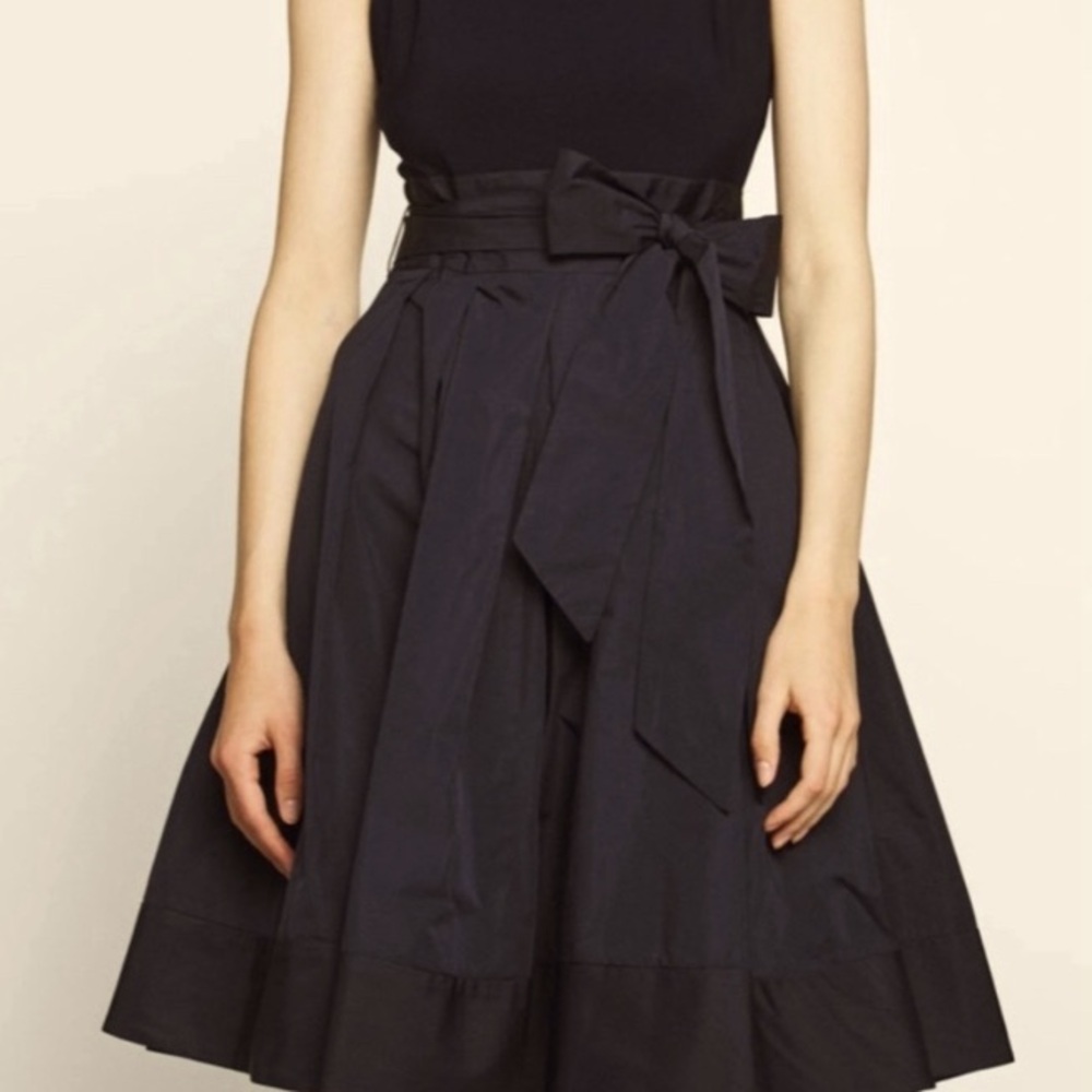 Lauren Ralph Lauren 10 Black Taffeta Fit & Flare Tie Waist Evening Dress